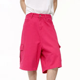 Hearujoy Fashion Men's Denim Shorts Vintage Washed Wide Leg Jeans Straight Solid Color Male Casual Trousers Summer 9C6402